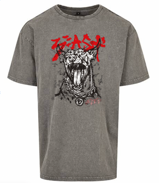 T-shirt Dog Acid Wash Oversize Grey