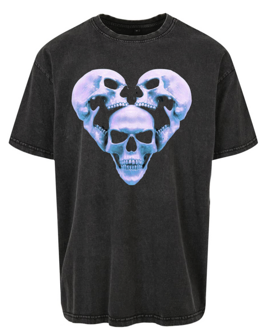 T-shirt Skull Love Acid Wash Oversize
