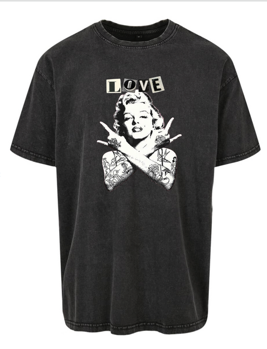 T-shirt Love Acid Wash Oversize