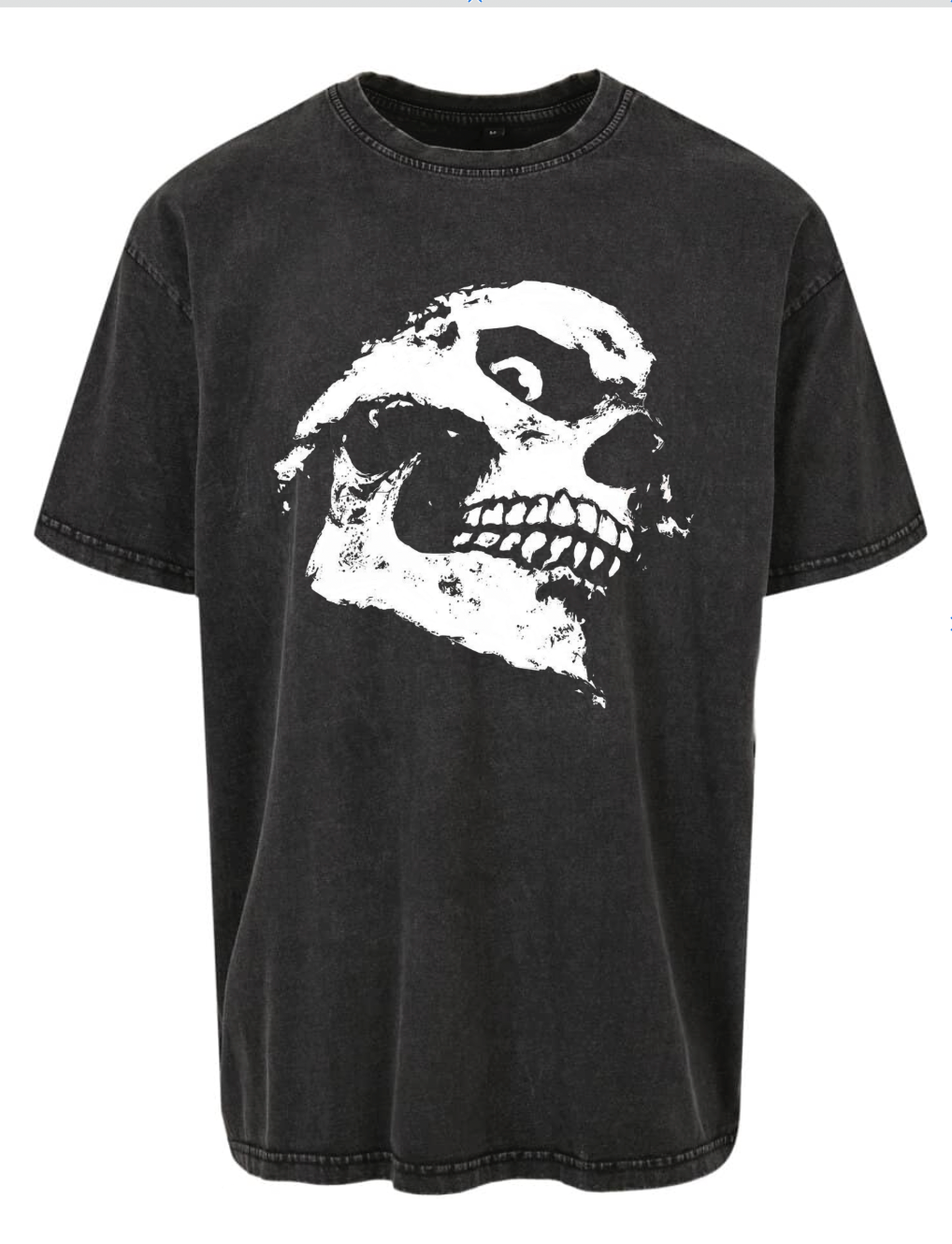 T-shirt Big Skull Acid Wash Oversize