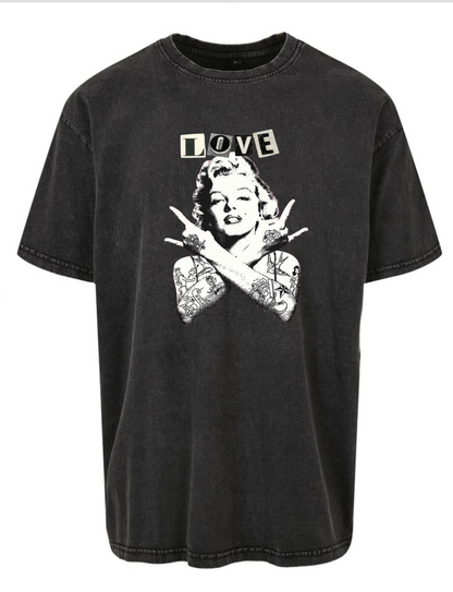 T-shirt Love Acid Wash Oversize