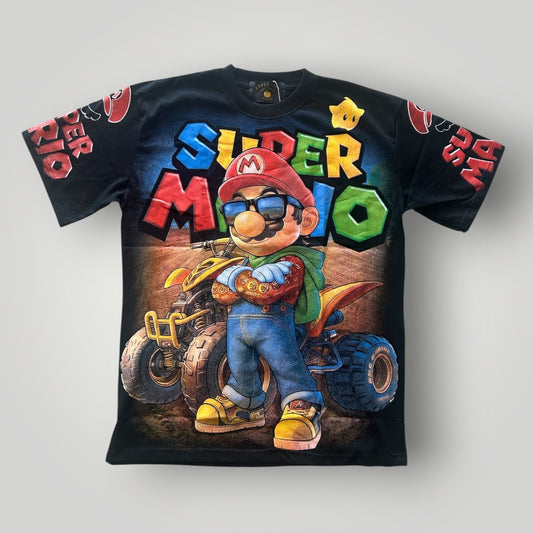 Super mario T-shirt Over print Black